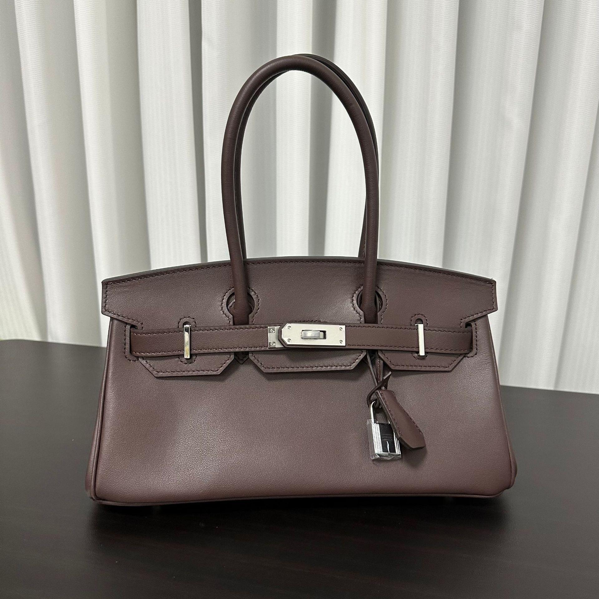 

Новая французская сумка-мешок Swift Leather 29 см с горизонтальным платиновым покрытием для носка из коровьей кожи, женская сумка из натуральной кожи 29x13.5x14.5cm