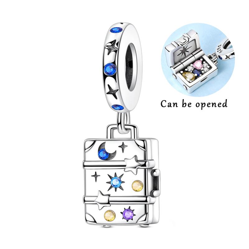 Charms Beads Pendant Copper Openable Heart Suitcase Egg Charm Fit Original Bracelet Women Man Diy Fine Jewelry Gift