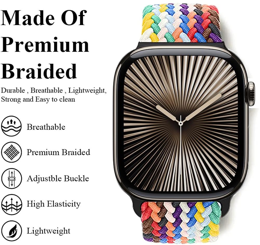 Nylon Braided Loop Band for Apple Watch Ultra/2 49mm 10 9 8 7 46mm 45mm 41mm 6 5 4 SE 44mm 40mm Elastic Strap for iWatch 3 42mm