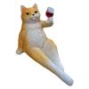 Simulation Cats Statue Holding Wine Glass Design Figurine for Home Garden Decoration Resin Figure Wine Cabinet Ornament