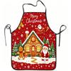 1pc Christmas Theme Apron, Gingerbread House, Santa Claus And Reindeer Pattern. Durable, Easy To Clean, Adjustable Waistband, Polyester Material, Suit