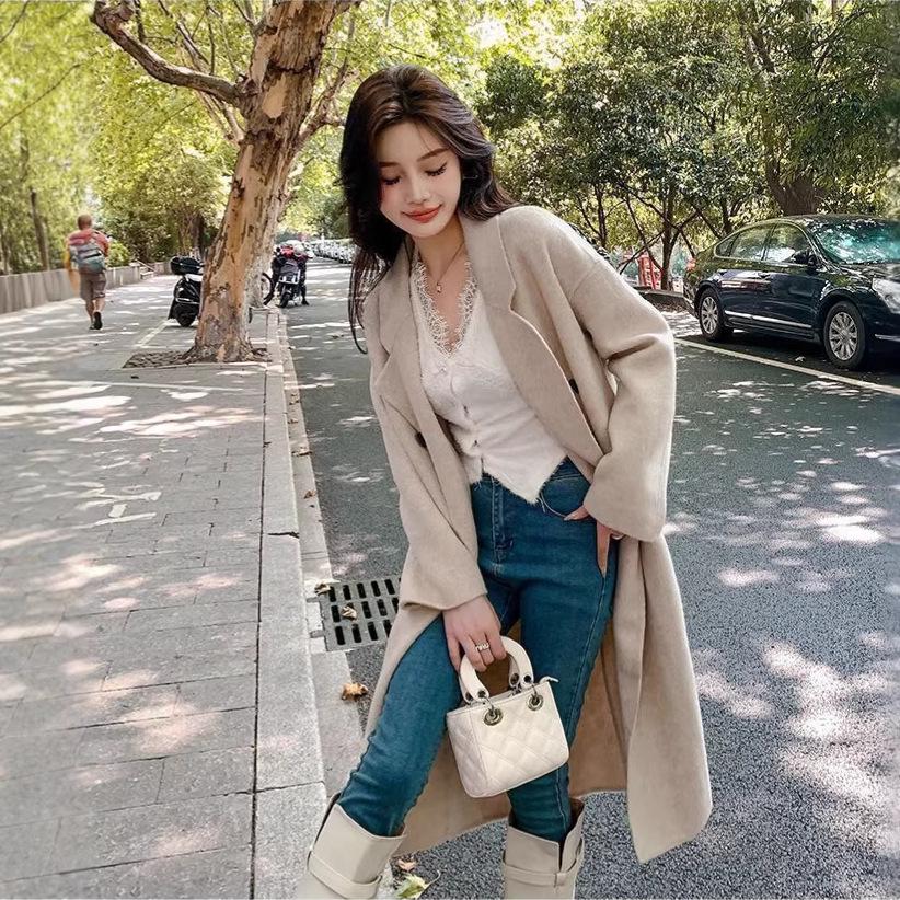 

High-Quality Gray Wool Coat for Women - 2026 Autumn/Winter Mid-Length Korean Style for Tall Figures XL верблюд