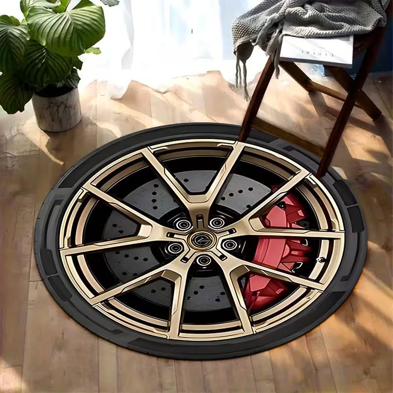 1pc Large Round Carpet Cartoon Design Red Accents Non-Slip Home Decor Perfect for Living Room Bedroom Office Multiple Sizes