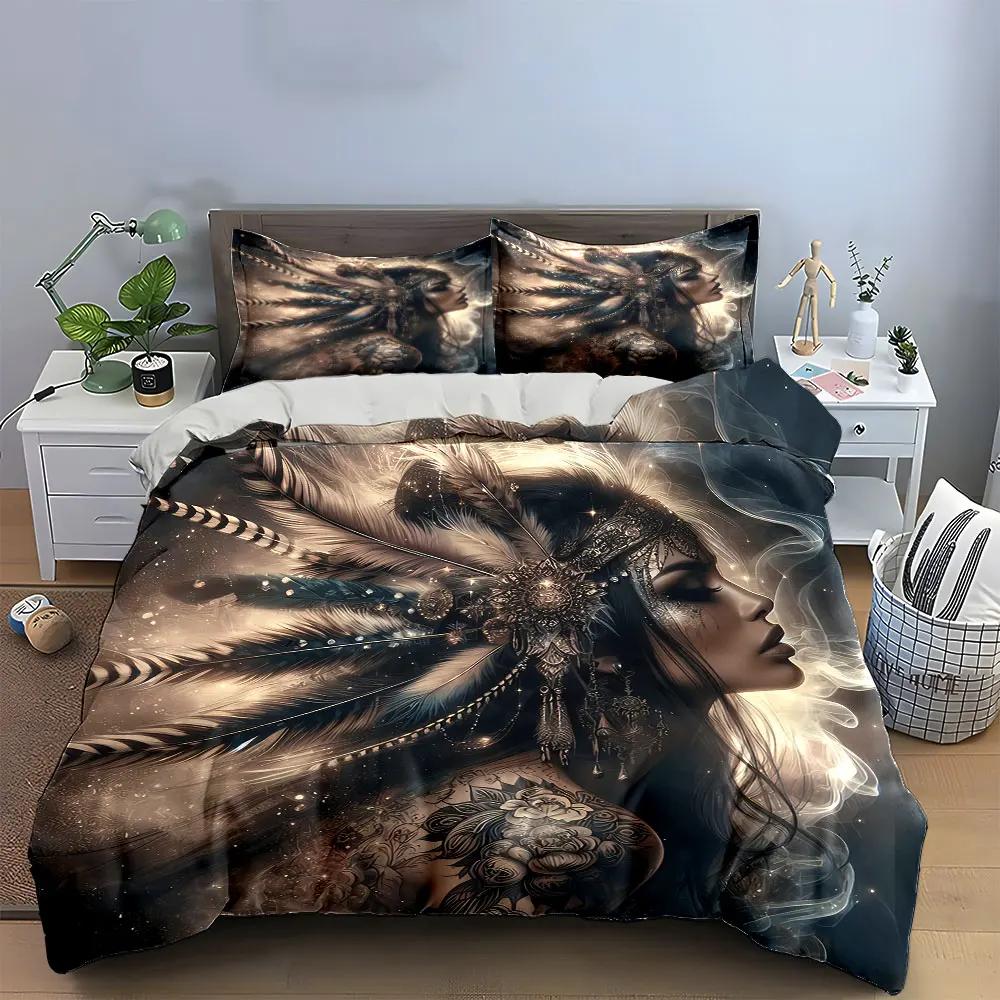 "Bohemian Feather Art Decor Set" Soft Comfortable Duvet Cover Bedding Set Included 1*Duvet Cover & 2*Pillowcases, gift