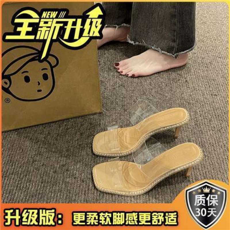 2025 Summer New Stiletto Women's Sandals Fashion Sandals Super Fire Transparent High-heeled Slippers Women's Wear