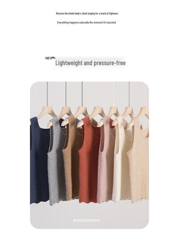 Women's 100% Cashmere U-neck Sleeveless Pullover Top