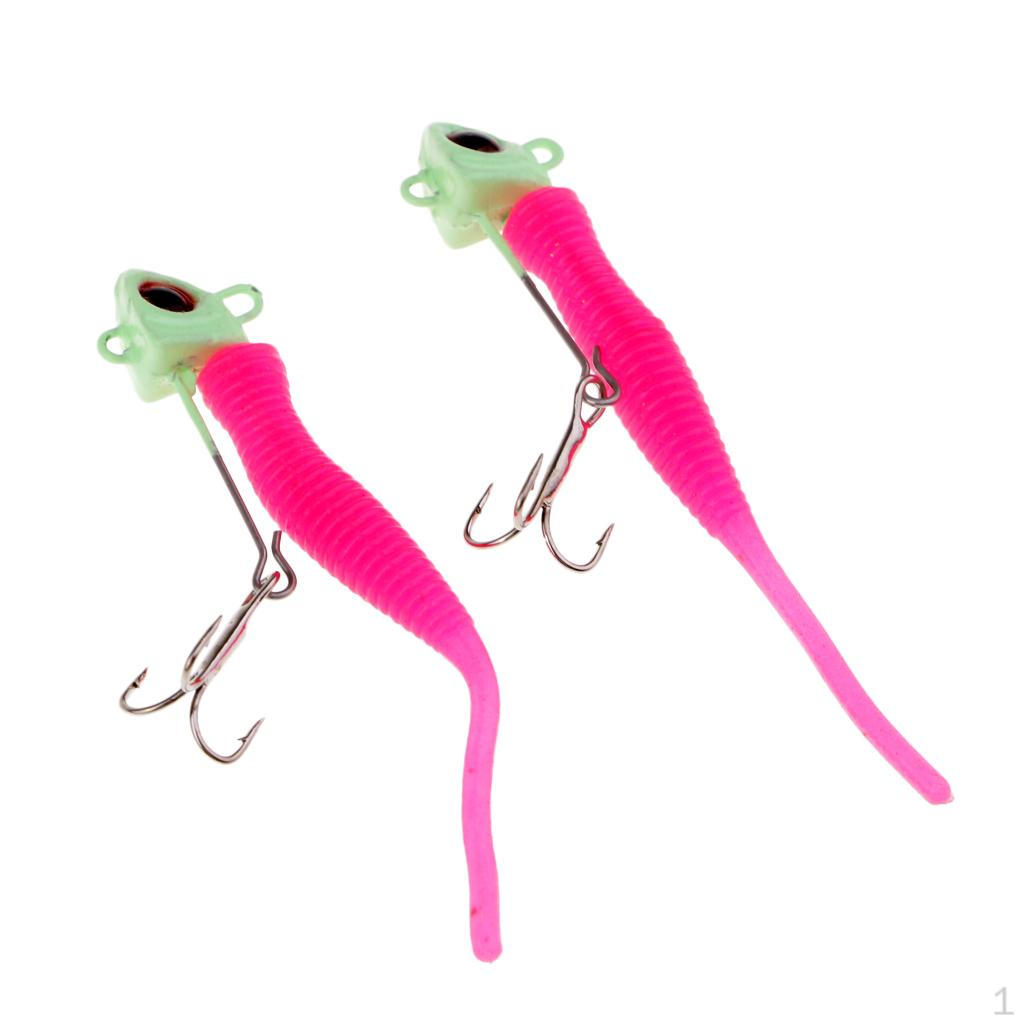 Buy 2pcs Mini Luminous Jig Head Worms Soft Lures Baits Head Jigs Worms