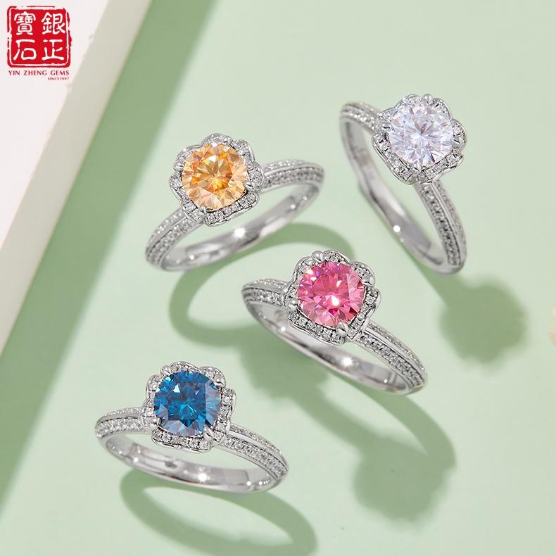 Straight Shank Heart Bouquet Paved Moissanite Ring 1ct D Color S925 Sterling Silver Rhodium Plated Luxury GRA Certified Ring