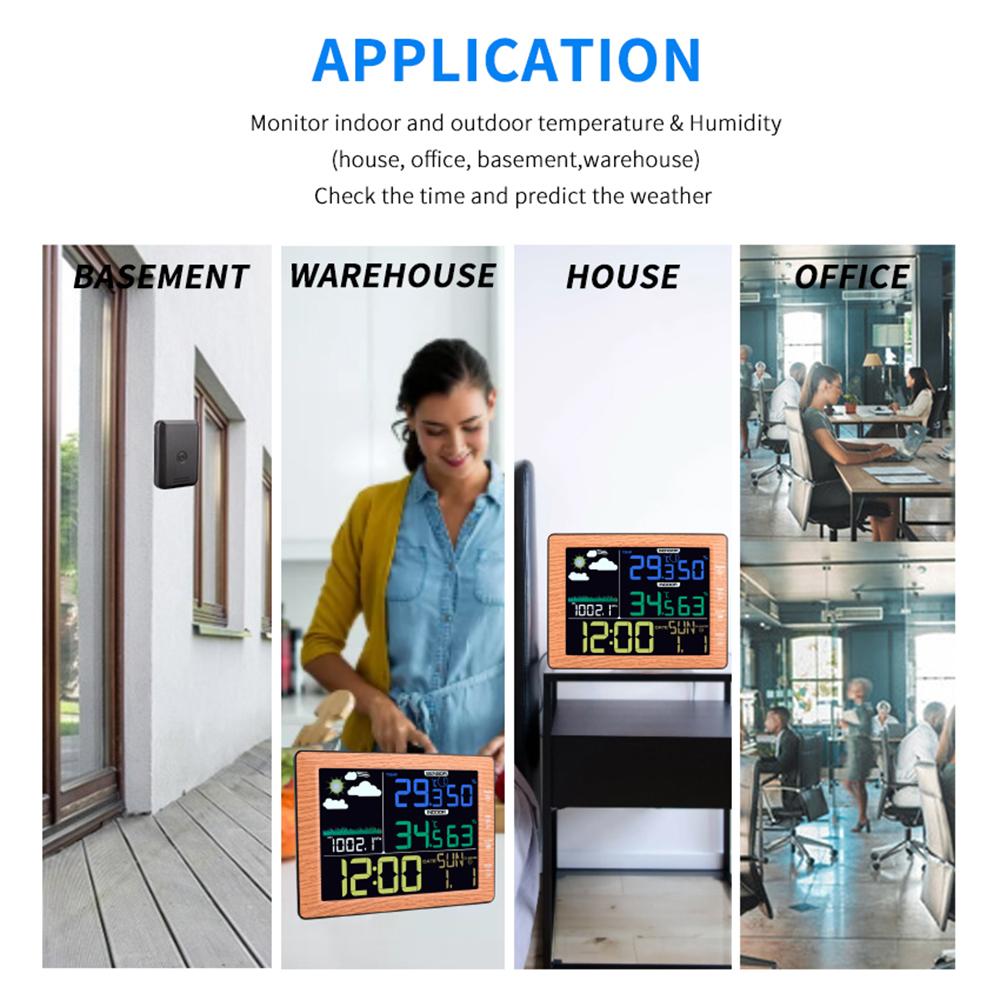 TS-8210 Color Screen Wireless Weather Clock Indoor Outdoor Thermometer Hygrometer Wall Clock