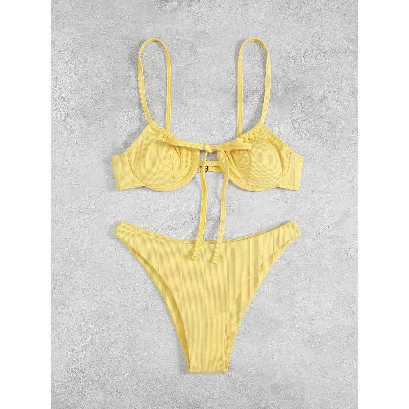 2026 Push Up Bikini Women Tie Front Swimsuit Sexy Underwire Swimwear Female Bathers Bathing Swimming Swim Suit Summer Beachwear