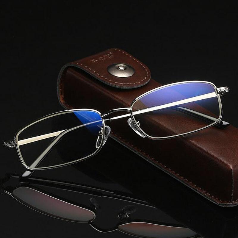 Retro Men Women Square Mirror Reading Glasses Metal Frame Glasses Mirror Personalized 1.0 1.5 2.0 2.5 3.0 3.5 4.0