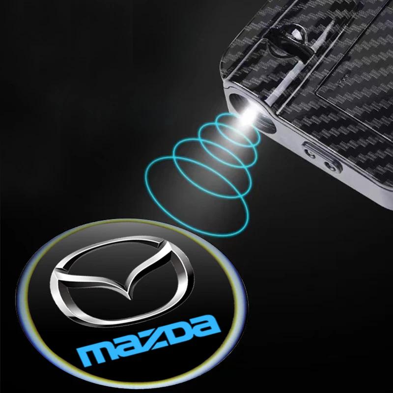 2025 Hot 1/2Pcs LED Car Door Welcome Light Projector Decorative Lamp For Mazda 3 5 6 323 626 CX-3 CX-4 CX-5 CX-7 CX-9 Axela 6 RX