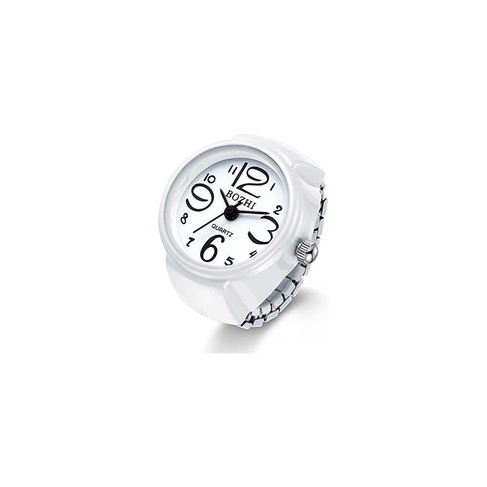 Jewelrywe Ring Watch Waterproof Flip-Up Cover Sports Quartz Stainless Steel Fashion Ring Watch