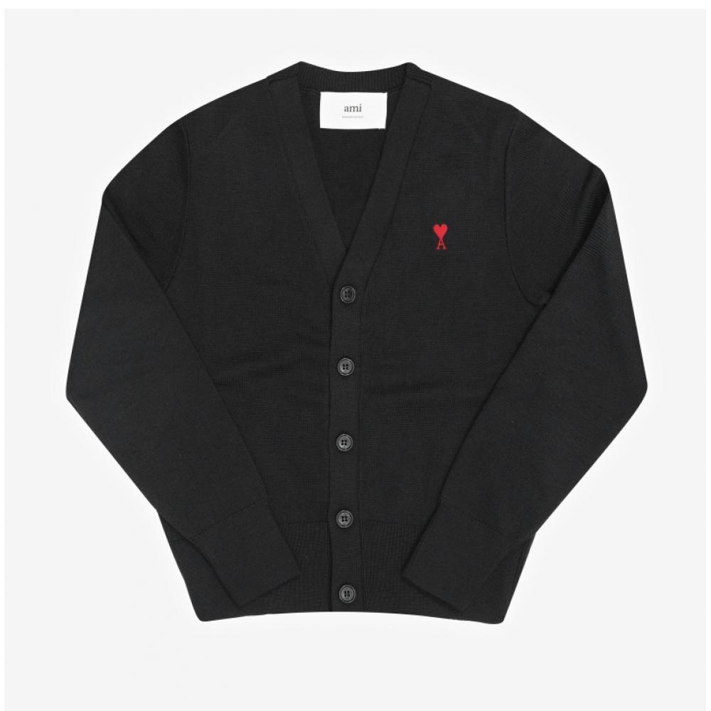 Ami Women S Small Heart Logo V Neck Cardigan Fkc374 001 009