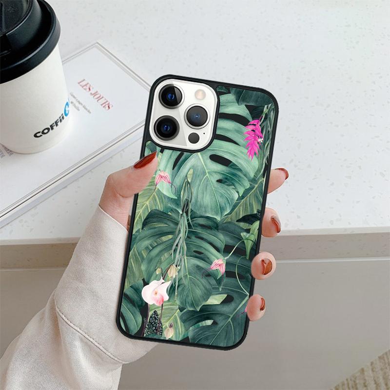 Green Monstera Leaf Phone Case For iPhone 17 Air 16 pro max 15 14 plus 12 13 Shell Cover coque
