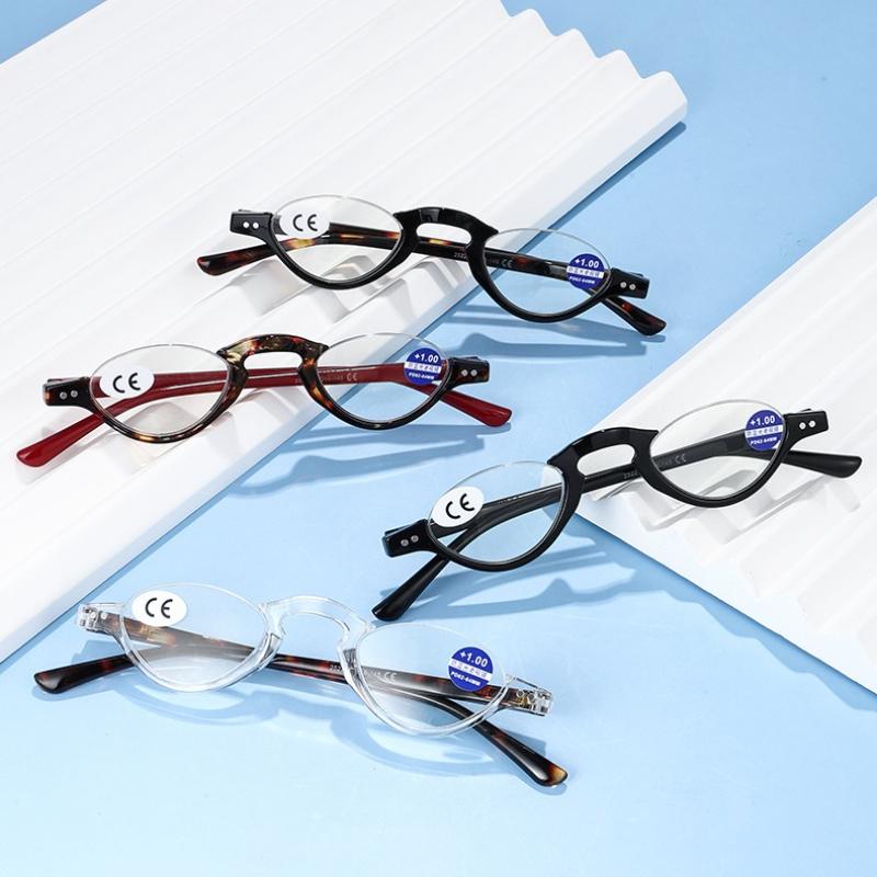 Stylish Half-Frame Blue Light Blocking Presbyopia Glasses Retro Men'S & Women'S Versatile Small-Frame Comfort Reading Glasses