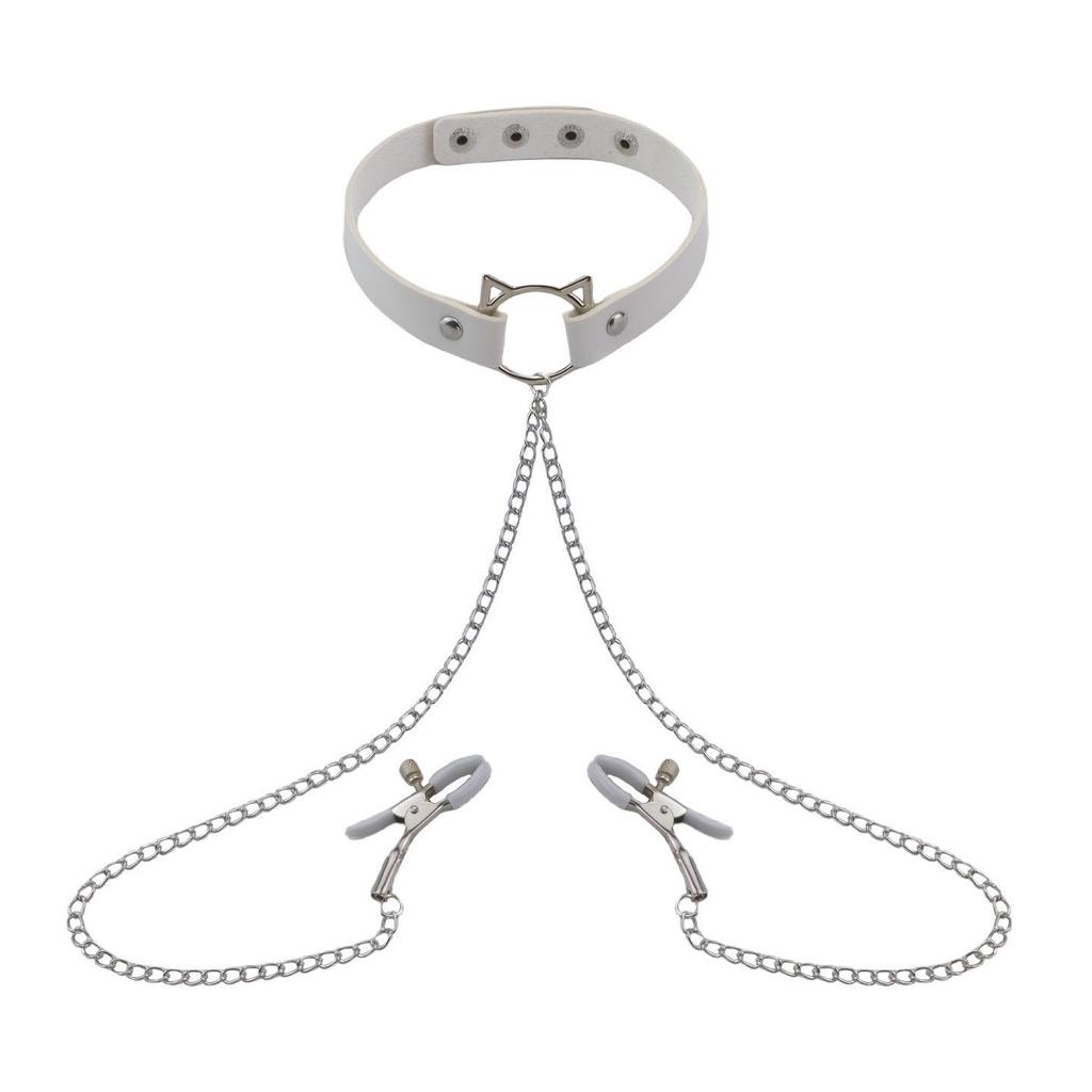 Elegant Choker with Nipple Clamps: Adult Training & Flirting Toy for Couples