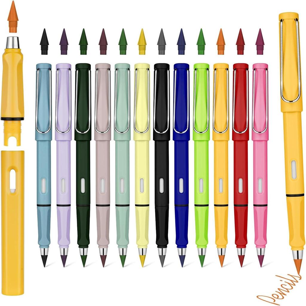 Eternal Pencil: No-Sharpen, Erasable, Break-Resistant Lead, Inkless, Ideal for Sketching & Correcting Writing Posture (Student Set)