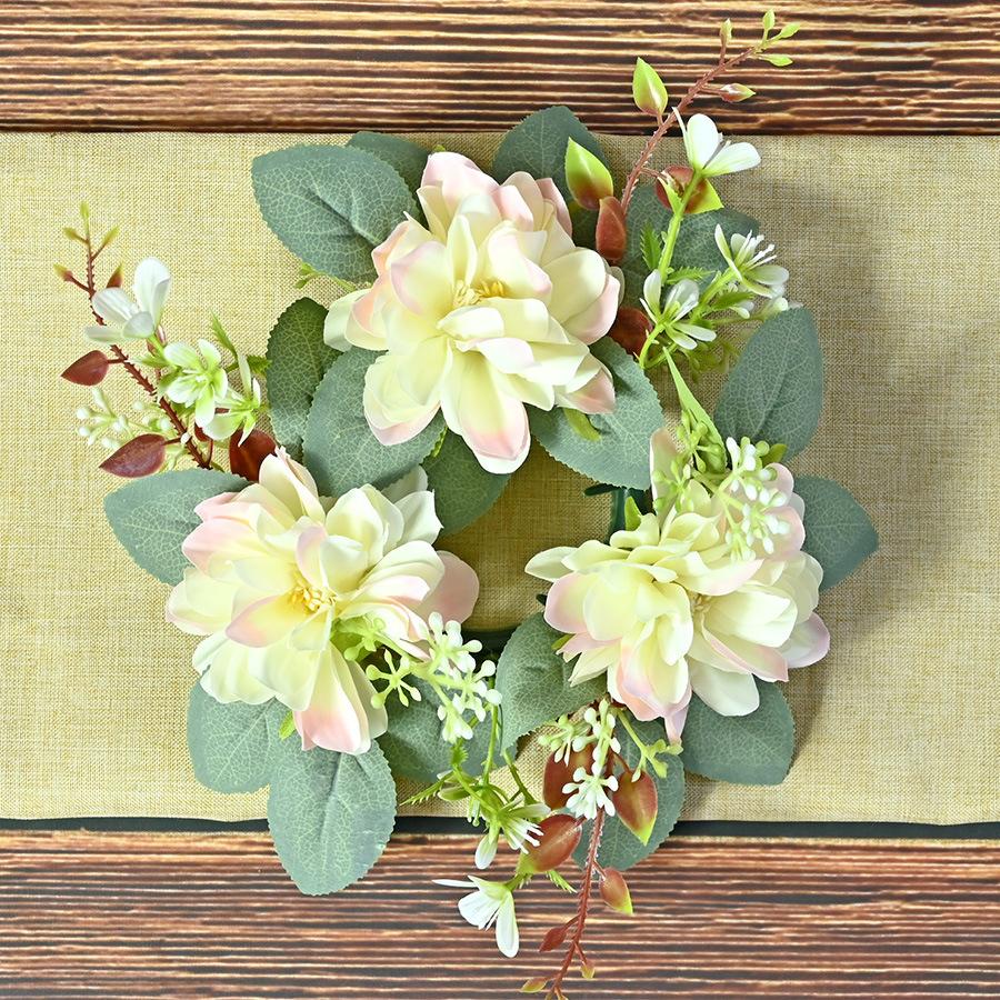 Simulation Dahlia Candlestick Wreath Simulation Wreath Dining Table Decoration Wedding Photography Props
