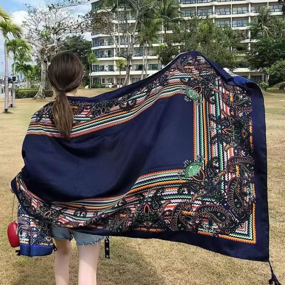 Chaka Salt Lake Great Northwest Tourism Ethnic Style Scarf Silk Scarf Women'S Summer Seaside Beach Shawl Sunscreen Thin