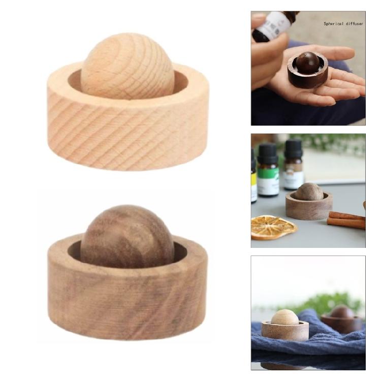 Solid Wood Aromatherapies Diffuser Ball Reusable Essential Oil Dispenser Decoration For Home Office And Vehicle Use