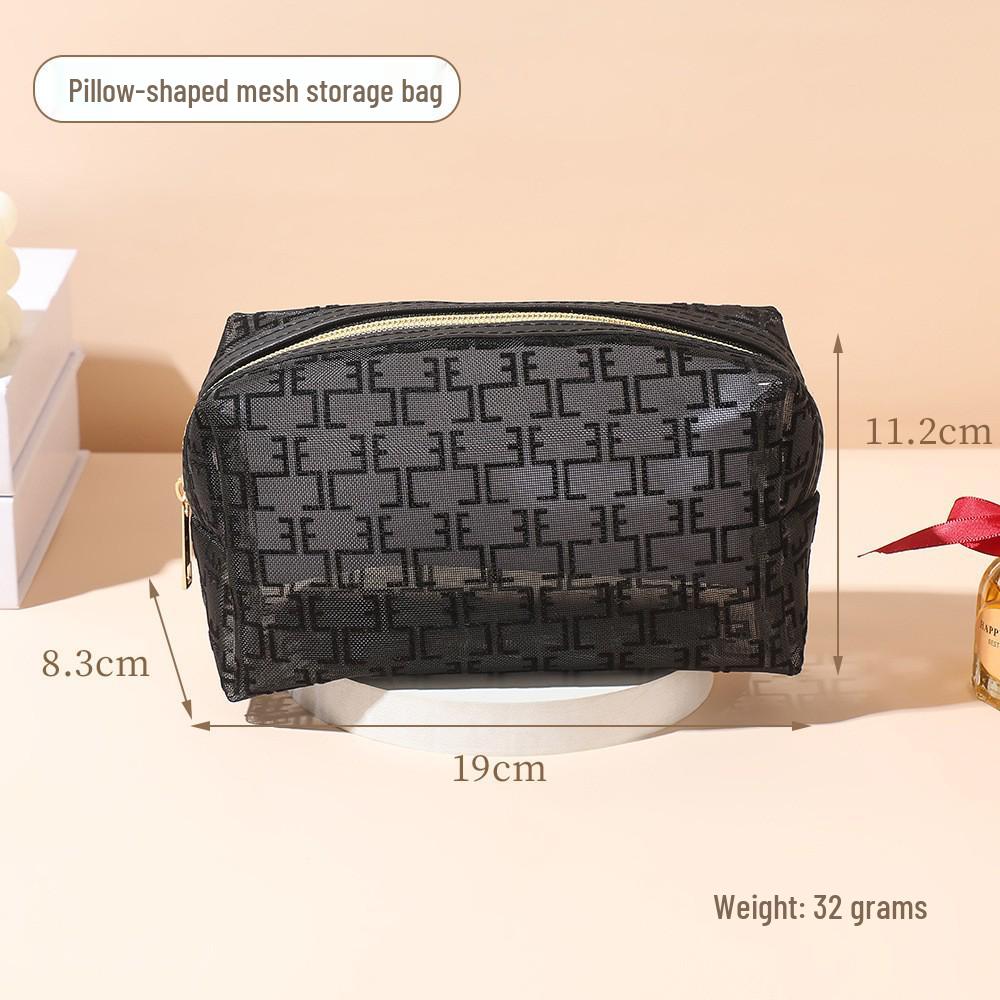 Damen High-End Schwarze Mesh-Make-up-Tasche - Große Kapazität, Wasserdicht, Tragbare Waschtasche