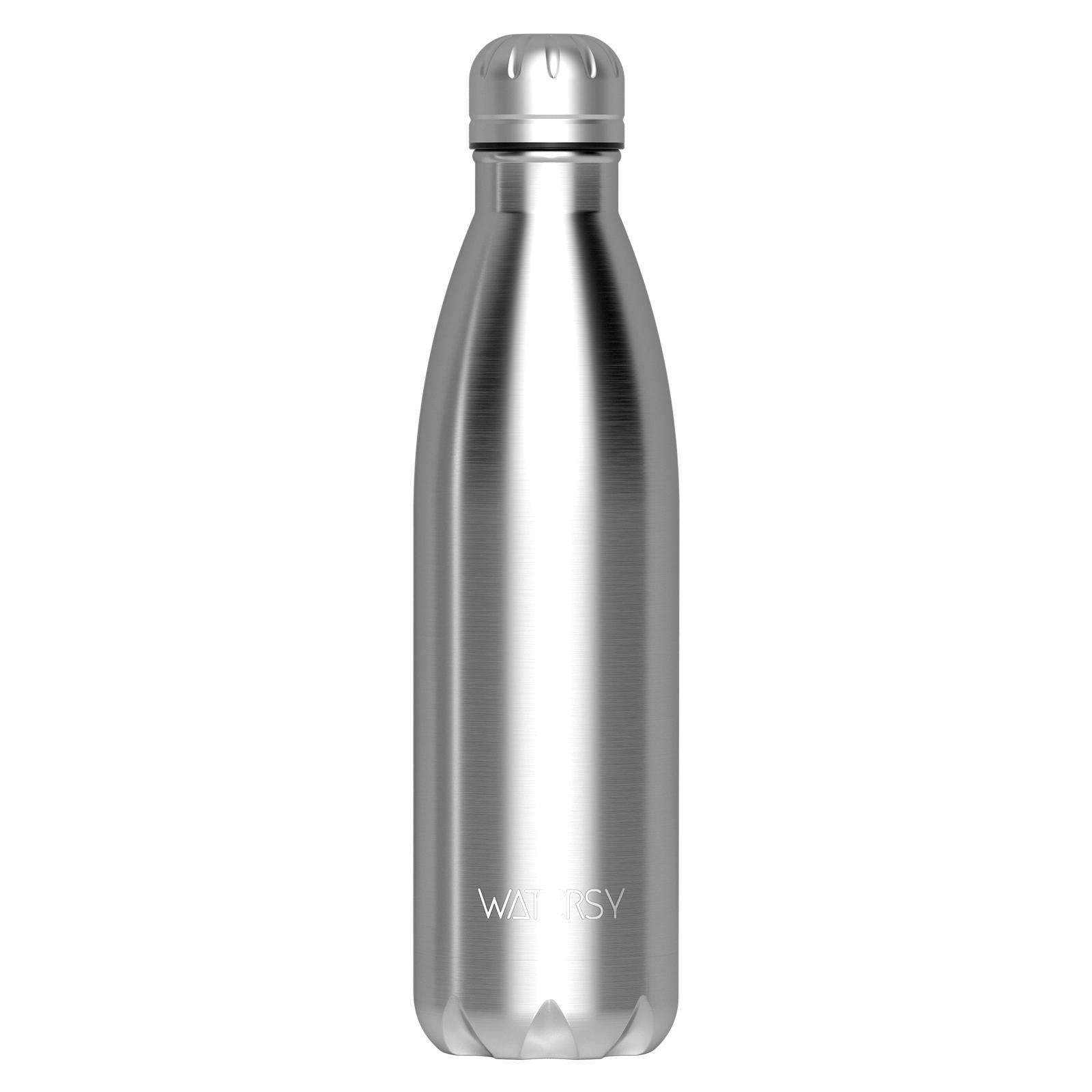 WATERSY 500ml Stainless Steel Water Bottle Insulated Vacuum Flask Double Wall Thermal Cup Keep Cold Sports Kettle 500ml серебряный