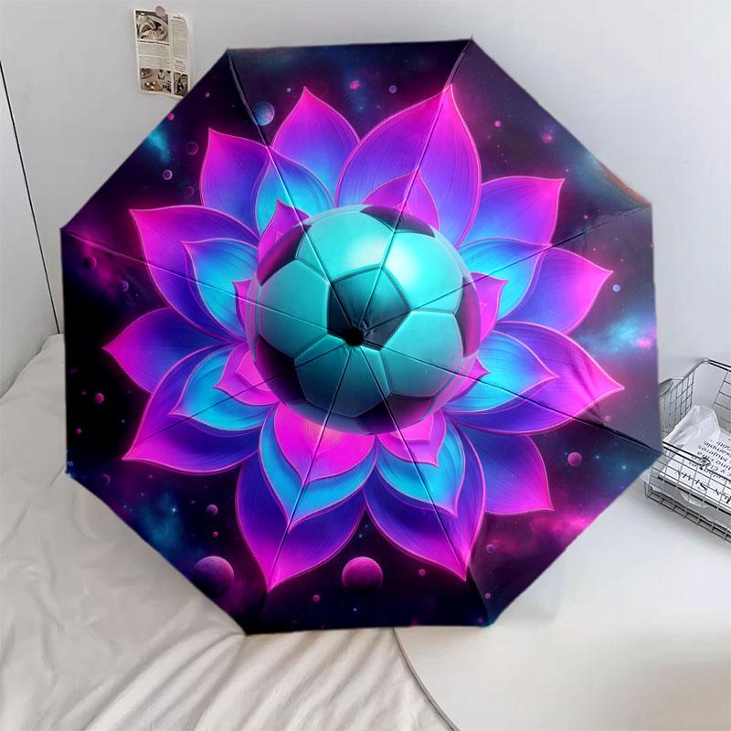 LotusandBall Pattern Pattern New Style Umbrella, 1 Piece Automatic Folding Umbrella, Portable Travel Umbrella, Outdoor Umbrella, Birthday Gift
