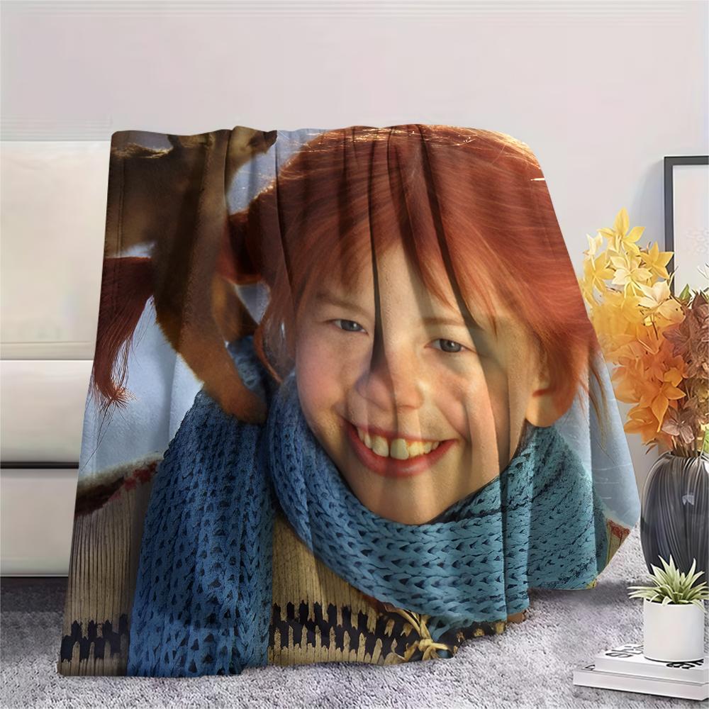 1pz Coperta in Flanella con Stampa Pippi Calzelunghe, Alta Qualità per Tutte le Stagioni, Decorazione per la Casa, Calore e Comfort, Perfetta per Regali di Natale