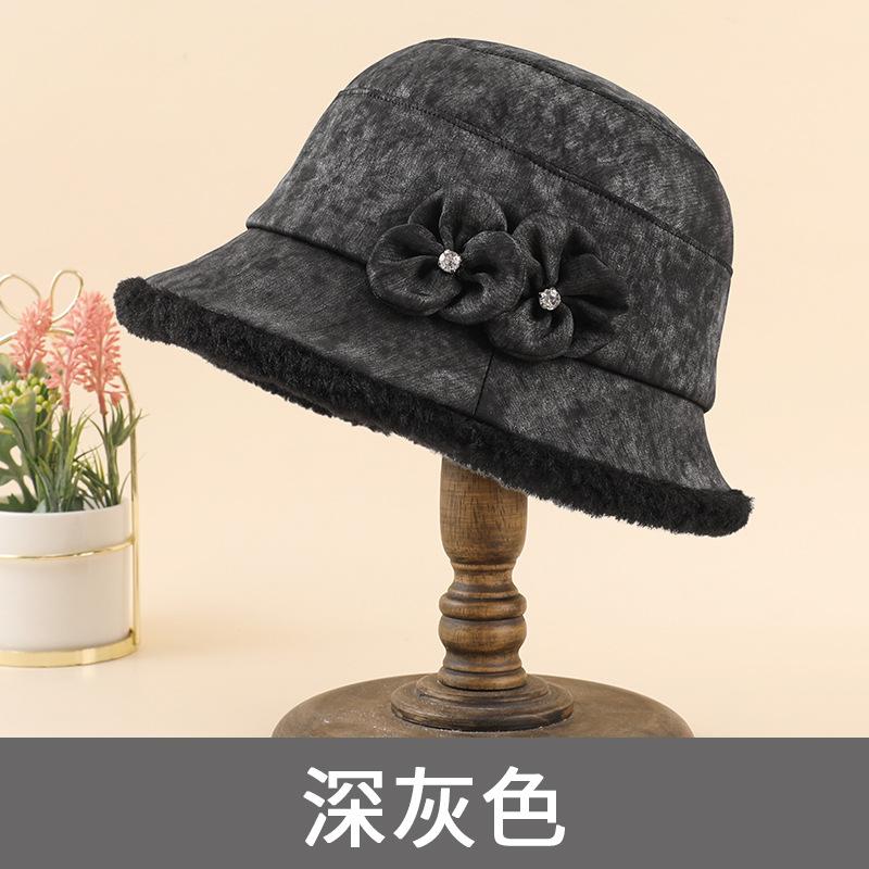 

Шляпа для женщин, цилиндр для пожилых людей на осень и зиму, для путешествий на открытом воздухе, теплая, с элегантной бахромой, шляпа-котелок, объемная и утолщенная one size fits all темно-серого