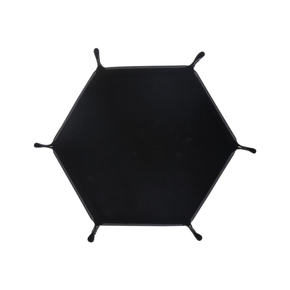 

1 шт. Шестиугольный лоток для игральных костей и коробка для хранения различных принадлежностей для настольных игр, аксессуары для кожаной башни для игральных костей, офисные принадлежности чёрный