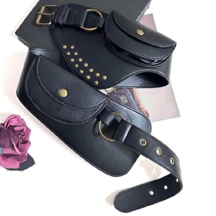 Trendy Wide Waist Cincher Belt Bag For Adult Unisex Jeans Skirts Halloween Party Gathering Dressingup Waist Pack