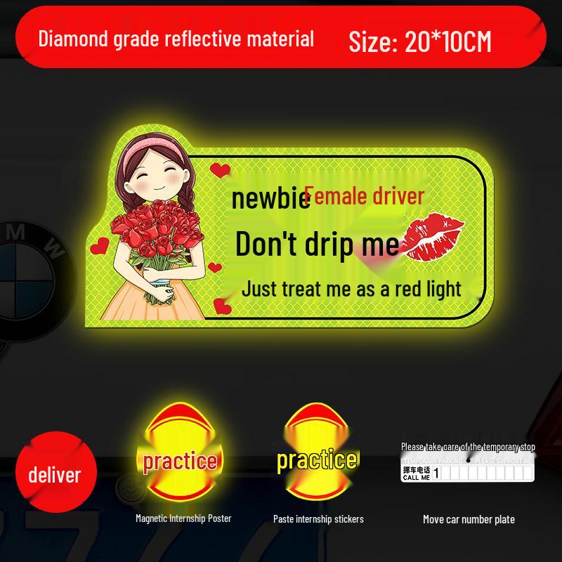 Magnetic Reflective Car Stickers for New Female Drivers