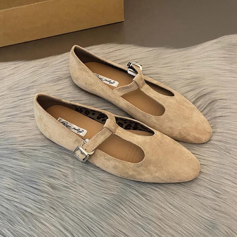 Fashion SUOJIALUN Autumn Women Flat Shoes Fashion Round Toe Slip On Ladies Elegant Mary Jane Shoes Soft Flat Heel Outdoor Dress Ballerin