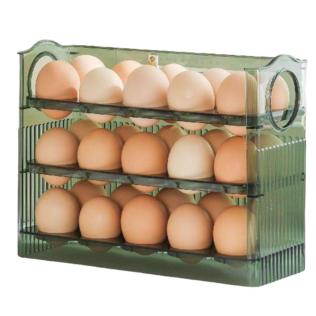 Egg Storage Box For Kitchen Large Capacity Egg Tray With Handle Multi Layer Anti Fall Egg Holder Timing Egg Rack