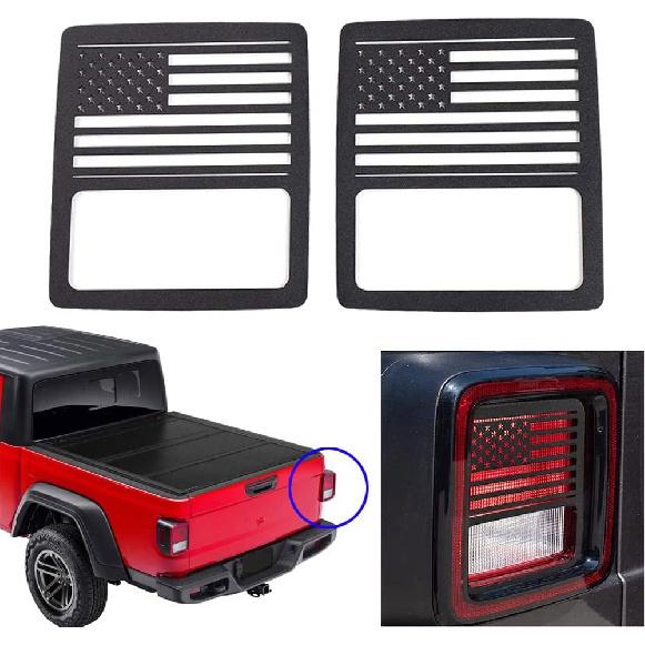 Tail Light Cover Taillight Guard (Halogen Tail Light) for Jeep Gladiator JT 2018      Exterior Accessories US Flag Black Tail Light Decor- Halogen