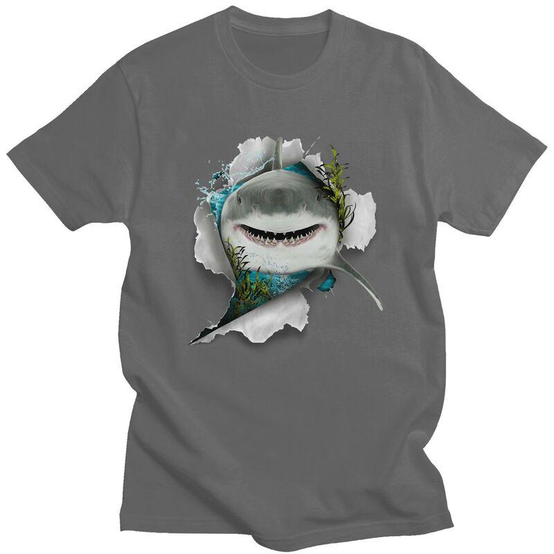 Shark Great White Shark TShirt Pure Cotton Tee Tops Streetwear O Neck Animal Lover Tshirts Casual Short Sleeve Clothing