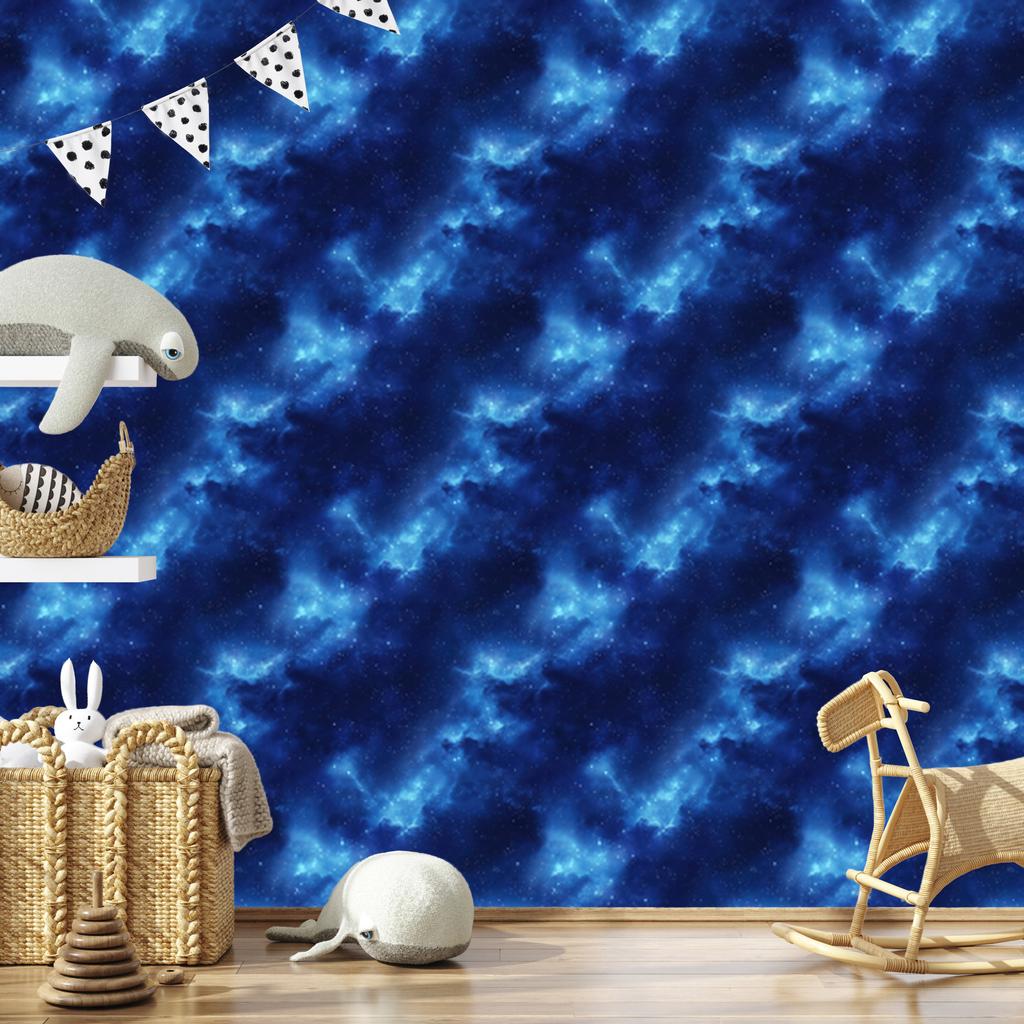 Watercolor Galaxy Wallpaper Blue and Navy Blue, Fine Detail 50x1000