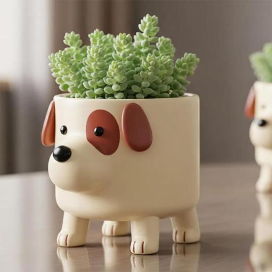 Puppy Flower Pot Cute Ceramic Plant Pot Desktop Decorative Dog Planter