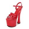 Fashion 17.5cm Heels Super High Heels, Thin Heels, Waterproof Platform, Night Club Sandals, New Red Open Toe Sandals