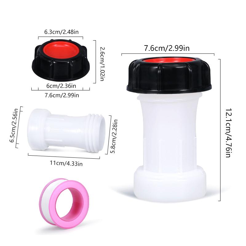 Ibc Tank Tap Pipe Connector 58Mm 65Mm Plastic Water Drain Adapter Extension Pipe Joint Home Tool Accessories