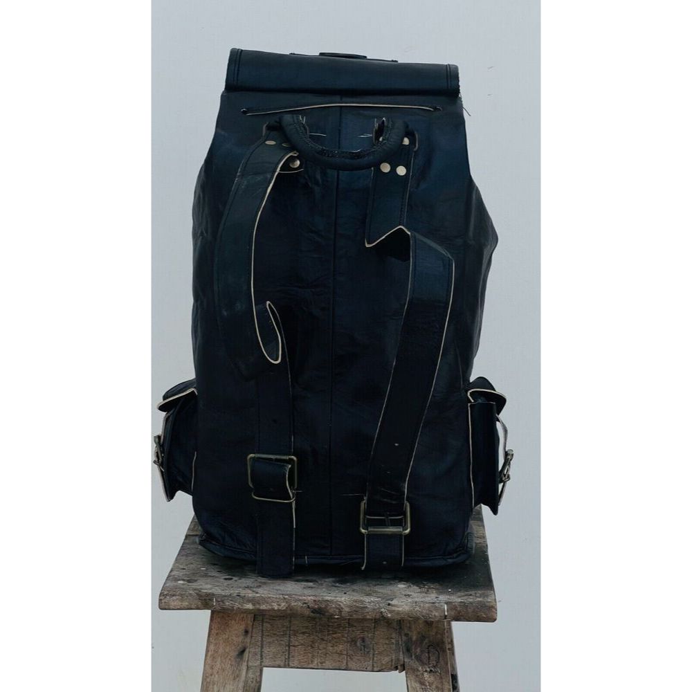 21" Lederrucksack Echtleder Rucksack Laptop Reise Schwarz Herrentasche