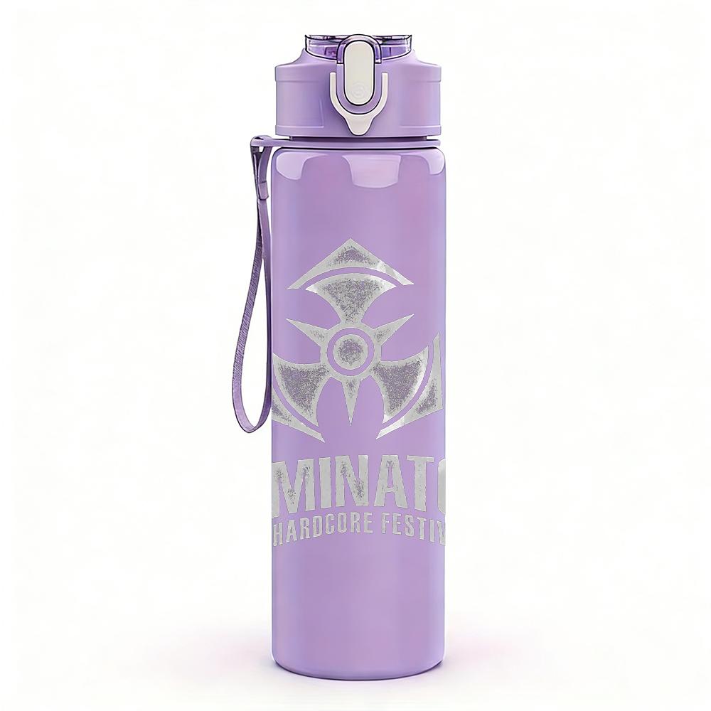 1PC Dominator geometric tower print 750ml colorful plastic sports water bottle leakproof pop up lid with straw for outdoor work home use