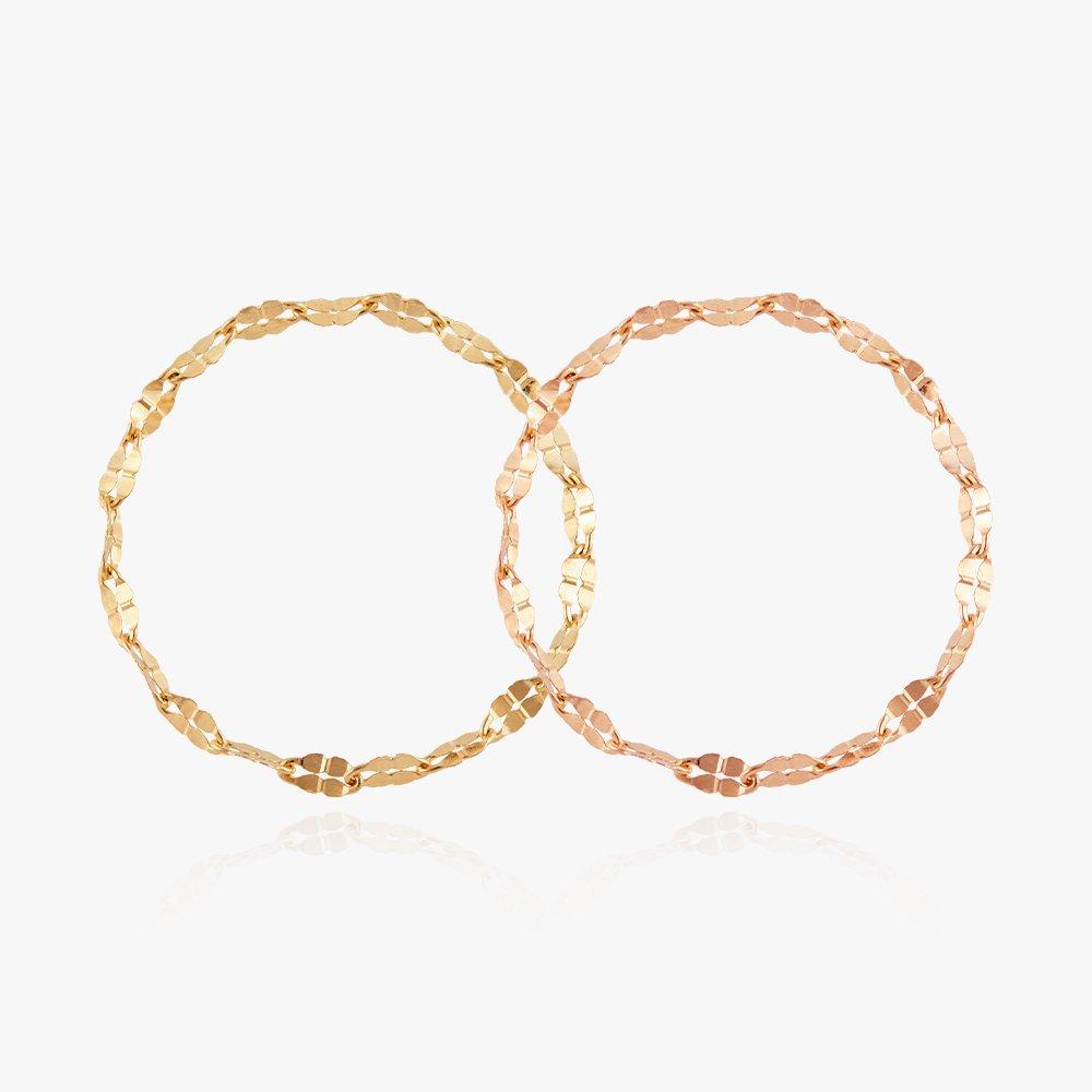 18K Lucky Four-Leaf Clover Chain Gold Ring