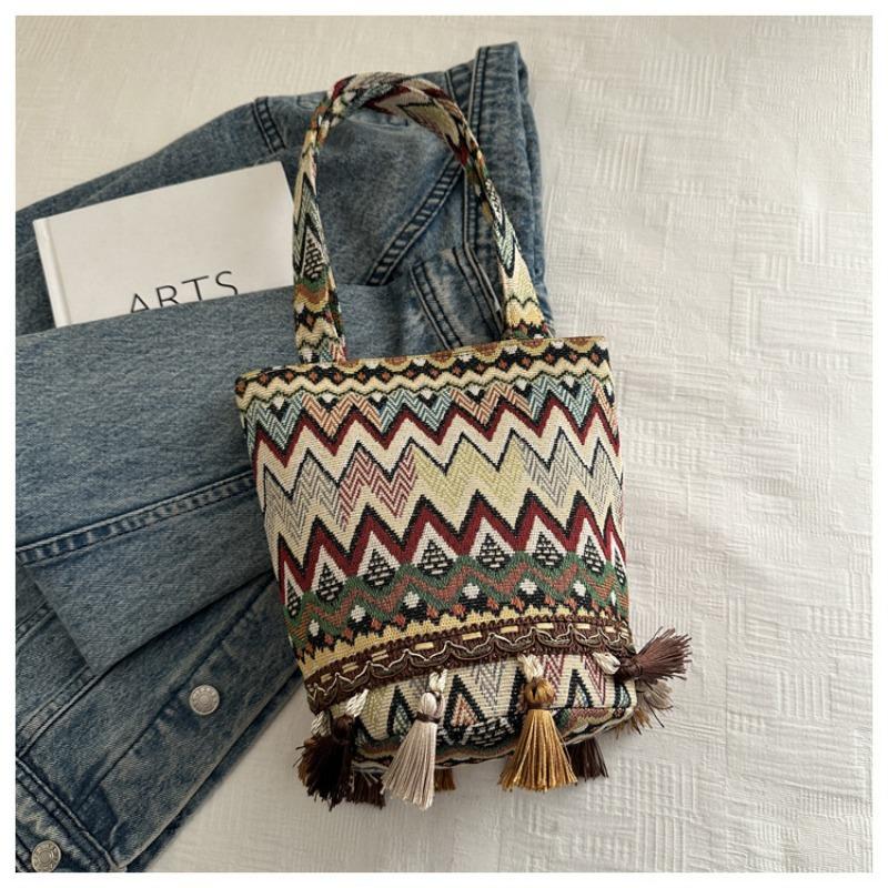 

Сумка-ведро Niche с бахромой Холщовая сумка Niche Универсальная сумка-ведро на одно плечо коричневый