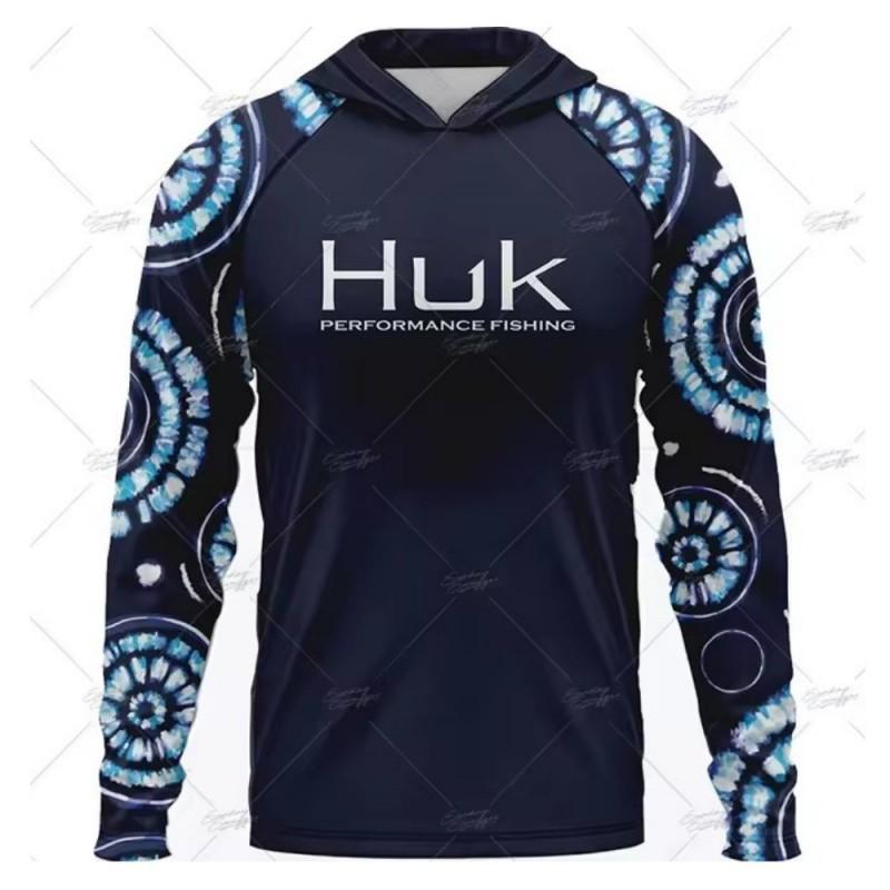 Mens UPF 50 Long Sleeve Fishing Shirt Hooded Quick Dry Breathable Sun Protection T-Shirt Outdoor Summer Fall Sports Cycling