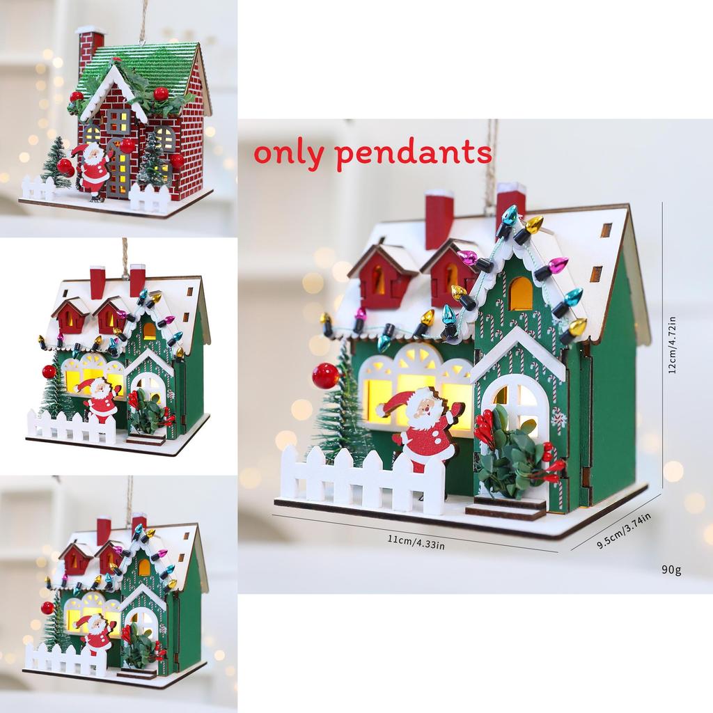 Christmas Wooden House Decor With Snowy Scene For Holiday Home Display