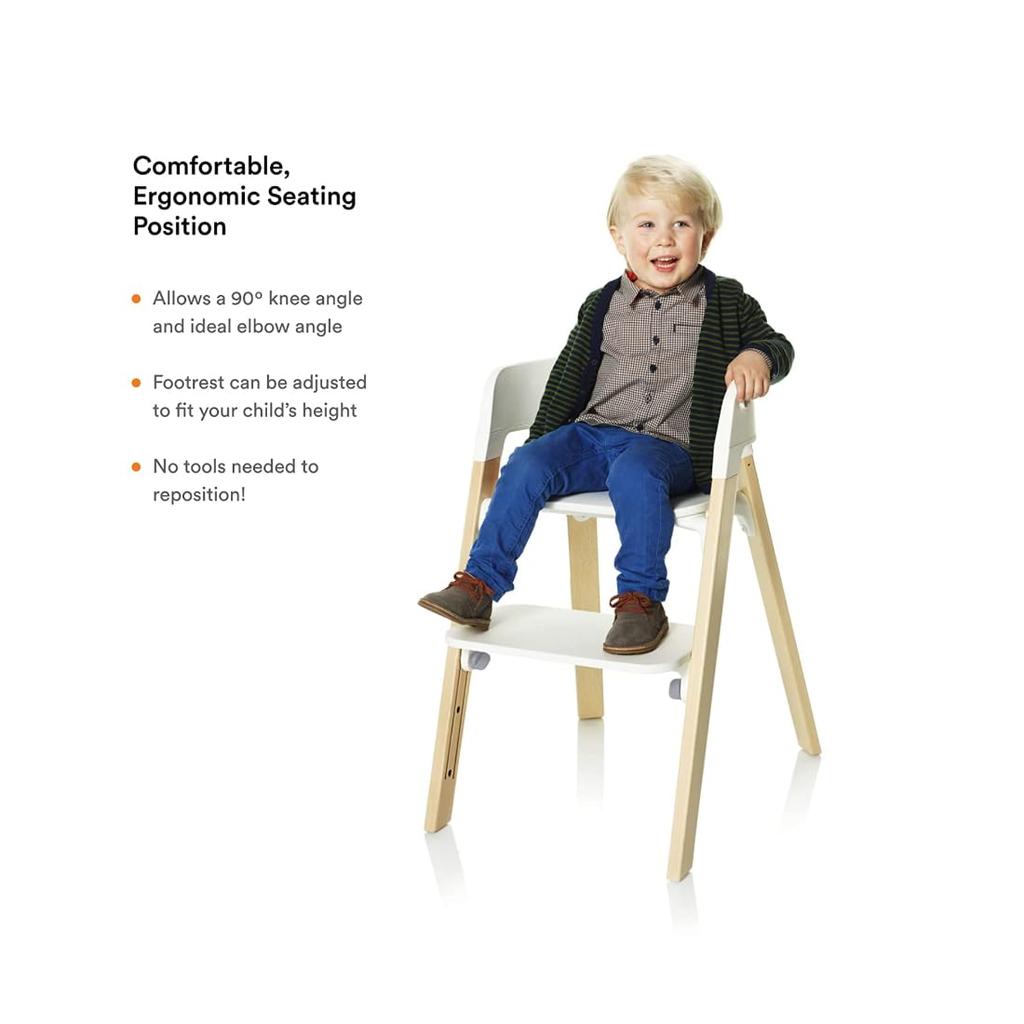 Stokke Steps Baby High Beech with Footrest and Adjustable Comfortable and Product 349701 Chair, Natural, Backrest, Functional, Number