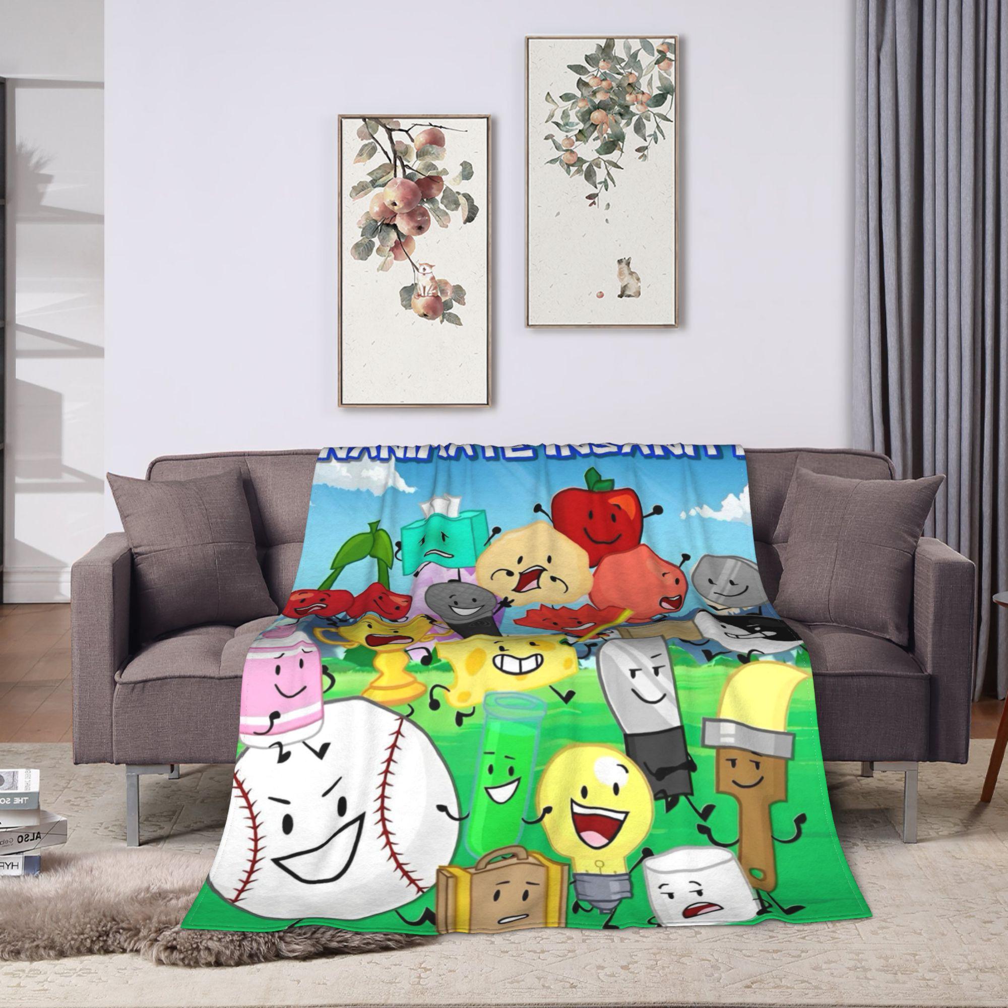 

BFDI Inanimate Insanity Blankets Flannel Autumn/Winter Portable Lightweight Throw Blanket for Home Outdoor Rug Piece 100x150cm