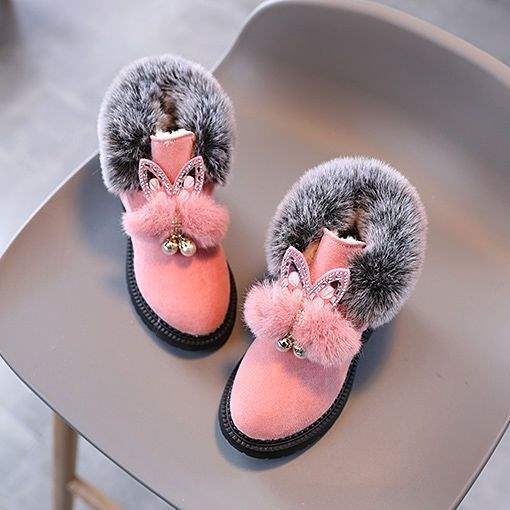 Children's Autumn and Winter Warm New Snow Boots Piled Thickened Non-slip Fashion Soft Sole Medium Tube Fluffy Shoes Women's Cotton Shoes